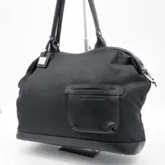 PELLE BORSA ペレボルサ ボストンバッグ　ナイロン レザー 黒