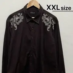 USA古着　柄シャツ　長袖　XXL　ブラウン　ウエスタン　7diamonds