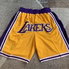 Lakers バスケットボールパンツ イエロー/パープル