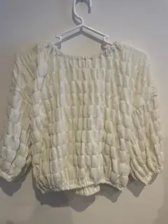 ホワイト M ワッフルトップス