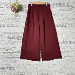 組曲　クロップド丈ガウチョパンツ　ボルドー　Sサイズ ウエストゴム　キレイめ