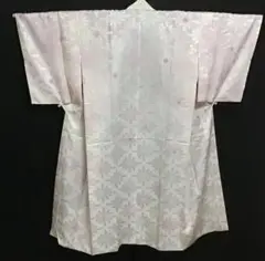未使用しつけ付き　袷長襦袢　半衿付き　無双　ピンク花柄　ポリエステル　564-2