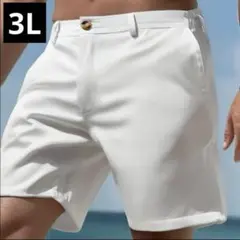 【新品/3Lサイズ】ゴルフウェア メンズ ハーフパンツ 短パン ホワイト 白色