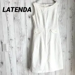 【LATENDA】ラテンダ　ワンピース　ノースリーブ　Aラインワンピ　白　L