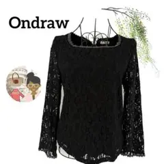 オンドロー◾️レース カットソー M ブラック 美品 長袖　黒