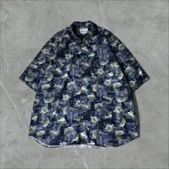 Columbia コロンビア ブラックバス 魚柄 半袖 BDシャツ XXL 紺
