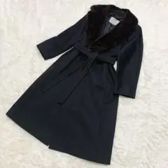 高級◎アクアスキュータム ミンクファー カシミヤ混 ロング丈コート M相当