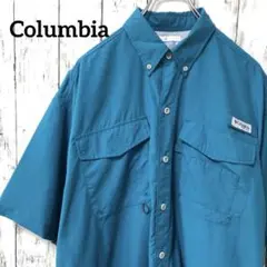 C2347 Columbia フィッシングシャツ ターコイズ 半袖シャツ M