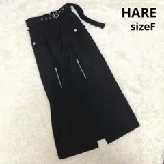 美品【HARE ハレ】ビジューポケットスカート 黒 ブラック フリーサイズ