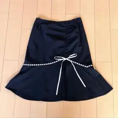 Dearprincessフレアスカート 黒 白いリボン付き