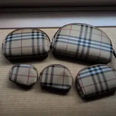 ポーチ 　5点セット　マトリョーシカタイプ チェック柄
