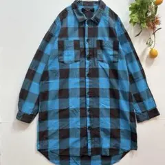 【RNA.inc 】トップス　長袖シャツ　ブロックチェック　コットン　青×黒　M