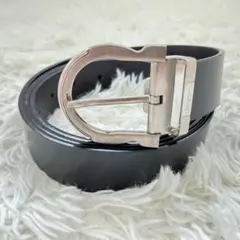 【極美品】フェラガモ ビッグバックル　リバーシブルシルバー　黒　茶　メンズ