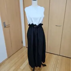 ノースリーブロングワンピース 異素材