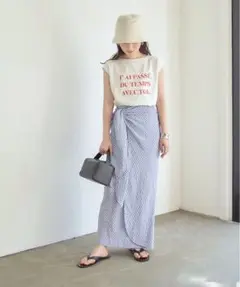 titivate ラップデザインIラインスカート　ライトブルー　S