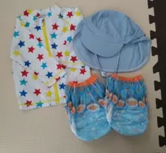 西松屋 80cm星柄ラッシュガード＆水あそびパンツ ２枚