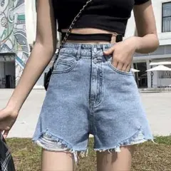 ダメージデニムショートパンツ