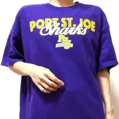 ギルダン ポートセントジョーシャークス ロゴ Tシャツ パープル紫色XL古着