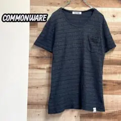 コモンウェア トップス 半袖Tシャツ 黒 ブラック 胸ポケット M 綿 夏服