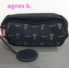 agnes b. 化粧ポーチ 鏡付き ピンクハート柄 アニエスベー