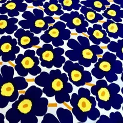 新品★marimekko はぎれ 生地 mini unikko 紺 黄色