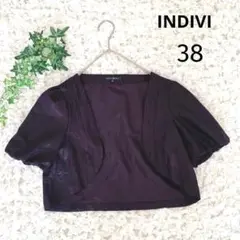 インディヴィ ボレロ 【38】半袖 軽い 光沢あり ボルドー