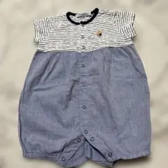 美品☆familiar ☆ストライプロンパース ☆70