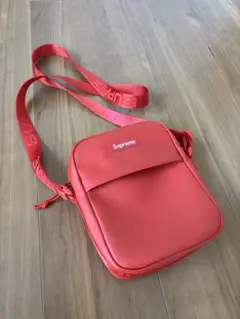 Supreme Leather Shoulder Bag Red 23FW