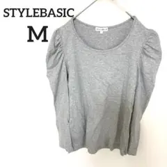 STYLE BASICグレー M パフスリーブ 長袖Tシャツ