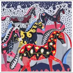 残りわずか 大判 スカーフ 馬 ストール 絵画風 絵画 オシャレ グレー