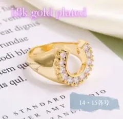 ⭐︎☆ 18k gold plated ☆⭐︎ リング 馬蹄 ホース ダイヤ 幸運