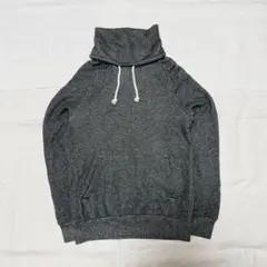 H&M パーカー グレー ハイネック ラグランスリーブ コットン混 カジュアル