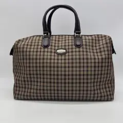 【美品】Lasserre ボストンバッグ ナイロン レザー チェック 軽量 男女