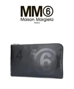 新品 MM6 メゾンマルジェラ クラッチバッグ ブラック ナンバーロゴ L字