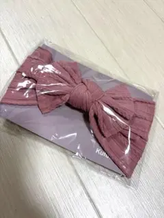 リボン付きヘアバンド ダスティピンク