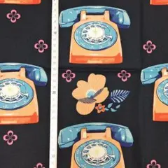 オックス 電話 レトロ 紺 約55cm×100cm