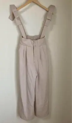 アリーム　ベージュ サロペット リボン付き