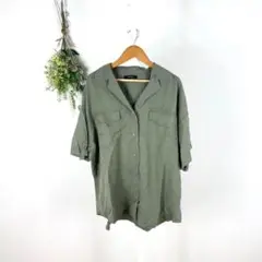 T0727 ジーナシス　カーキ　シャツ　半袖　カジュアル　未使用 綺麗 　セール