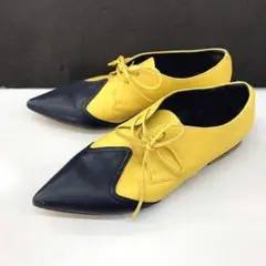 JILSANDER ジルサンダーネイビー パンプス ネイビーxイエロー 37