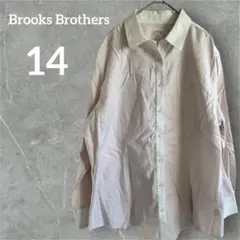 Brooks Brothers 14 ピンク ストライプ シャツ 襟付き 長袖