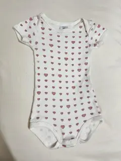 プチバトー ハート柄半袖ロンパース 67cm