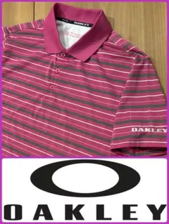 OAKLEY オークリー 半袖ポロシャツ Ｍサイズ ピンク系 ストライプ
