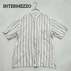 INTERMEZZO ストライプシャツ 半袖トップス コットンリネン 洗える М