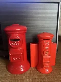赤い郵便ポスト型インテリア小物セット