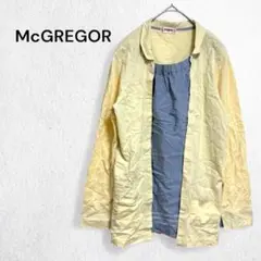 マックレガー 重ね着風シャツ トップス レイヤード 丸襟 綿100％ 異素材