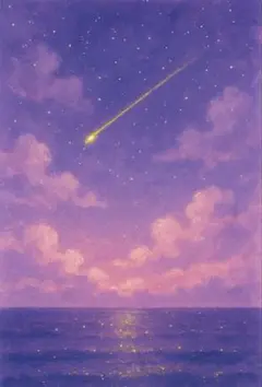 美しい流星と海の幻想的イラスト アート作品 No.54