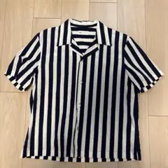 ZARA ネイビーとホワイトストライプ 半袖シャツ M