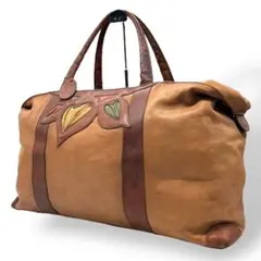 良品 1195 イビサ ボストンバッグ パッチワーク レザー ブラウン
