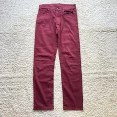 UNIQLO ユニクロ　ストレートパンツ　カジュアル　エンジ　M 通年