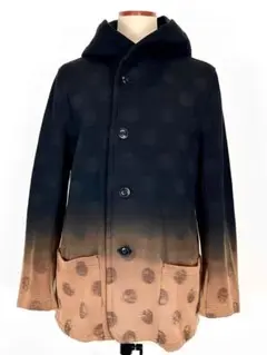 Y's ワイズ 18AW C/Pe ドットジャガード フードジャケット 黒茶2